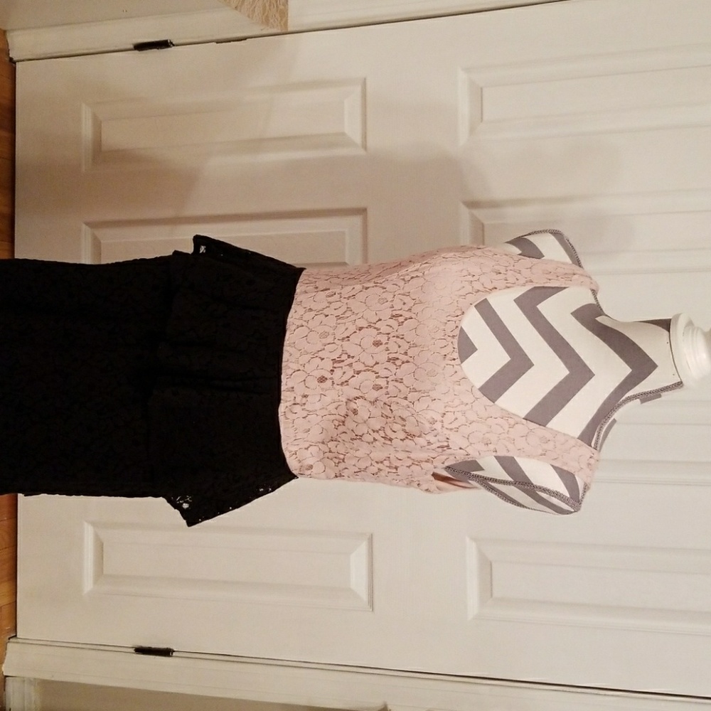 Blush and Black Lace Peplum